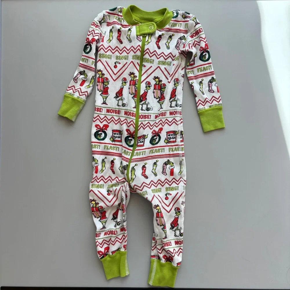 Hanna Andersson Grinch‎ Festive Kids One Piece Pajama Size 18-24M